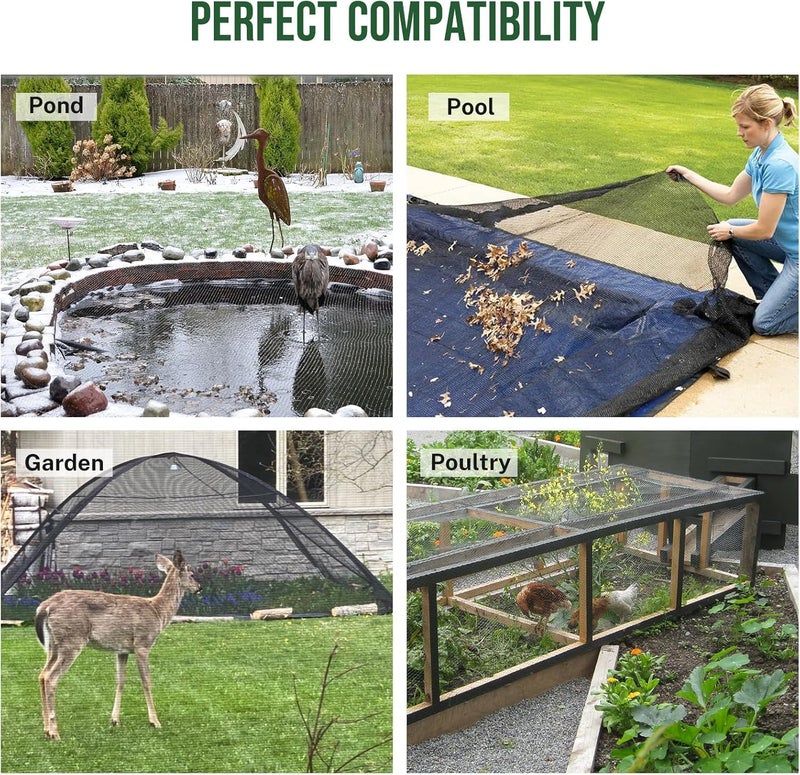 Alloxity 10 x 10Ft Pond Netting for Koi Ponds, Koi Pond Net Cover, Durable & Sturdy Pond Netting Cover for Leaves, Protect Koi Fish Against Herons, Raccoons, Cats & Predators, 12pcs Stakes Included - Image 5